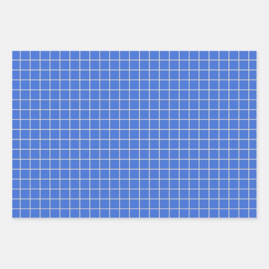 Einfaches Cobalt Blue Grid Lines Graph Muster Geschenkpapier Set (Vorderseite 2)