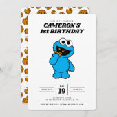 Einfaches Cookie Monster 1. Geburtstag Einladung (Vorne/Hinten)