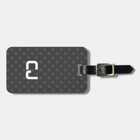 Einfaches cooles Grau punktiertes Monogramm Gepäckanhänger (Vorderseite horizontal)
