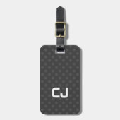 Einfaches cooles Grau punktiertes Monogramm Gepäckanhänger (Vorderseite vertikal)