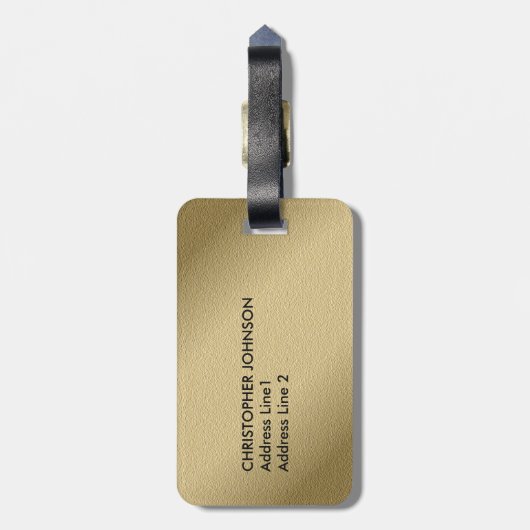 Einfaches cooles Imitat-Goldschwarz-Monogramm Gepäckanhänger (Rückseite vertikal)