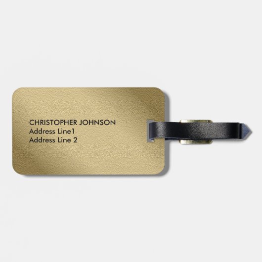 Einfaches cooles Imitat-Goldschwarz-Monogramm Gepäckanhänger (Rückseite horizontal)