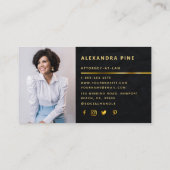 Einfaches Corporate Foto-Geschäft mit Black Gold L Visitenkarte (Rückseite)