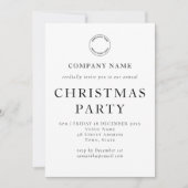 Einfaches Corporate Text Schwarz-weißes Weihnachts Einladung (Vorderseite)