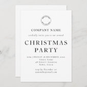 Einfaches Corporate Text Schwarz-weißes Weihnachts Einladung (Vorne/Hinten)