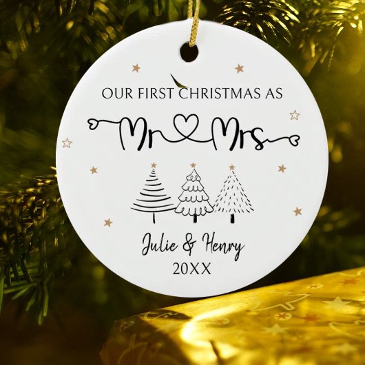Einfaches Couple First Christmas Keramik Ornament