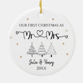 Einfaches Couple First Christmas Keramik Ornament (Hinten)