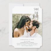 Einfaches Couple Foto Sage Ticket Save the Date (Vorderseite)