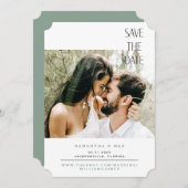 Einfaches Couple Foto Sage Ticket Save the Date (Vorne/Hinten)