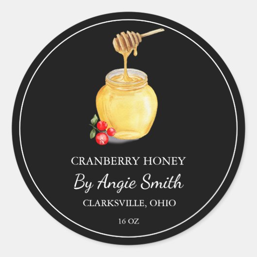 Einfaches Cranberry-Infusionshonig-Label Runder Aufkleber (Vorderseite)