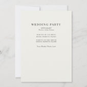 Einfaches Cream-Hochzeitsprogramm Einladung (Rückseite)