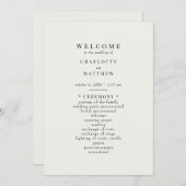 Einfaches Cream-Hochzeitsprogramm Einladung (Vorne/Hinten)