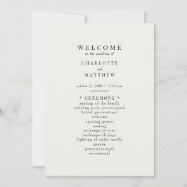 Einfaches Cream-Hochzeitsprogramm Einladung