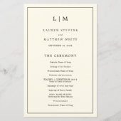 Einfaches Cream Monogram Elegant Wedding Programm (Vorderseite)