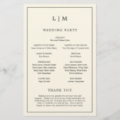 Einfaches Cream Monogram Elegant Wedding Programm (Rückseite)