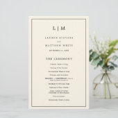 Einfaches Cream Monogram Elegant Wedding Programm (Stehend Vorderseite)