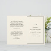 Einfaches Cream Monogram Elegant Wedding Programm (Stehend Vorderseite)