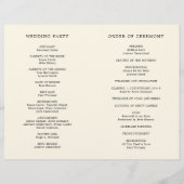 Einfaches Cream Monogram Elegant Wedding Programm (Rückseite)