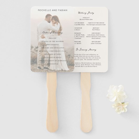 Einfaches cremefarbenes elegantes Hochzeitsprogram Fächer (Vorne und Hinten)
