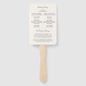 Einfaches cremefarbenes elegantes Hochzeitsprogram Fächer (Rückseite)