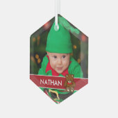 Einfaches Custom Baby Foto Weihnachten Personalisi Ornament Aus Glas (Vorderseite Links)