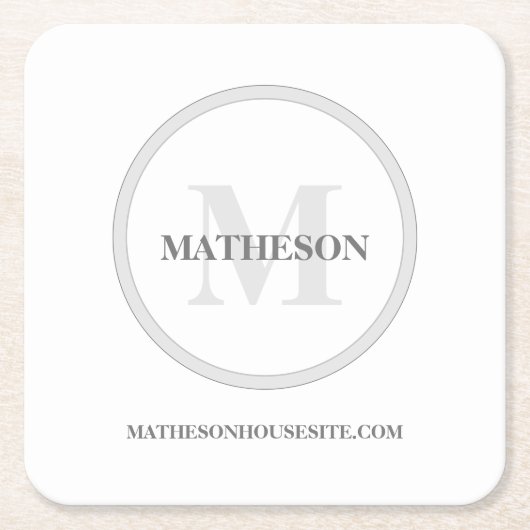 Einfaches Custom Monogram Hotel Frühstück Rechteckiger Pappuntersetzer (Vorderseite)