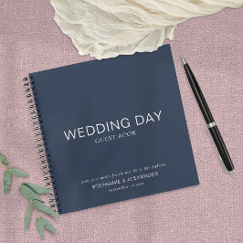 Einfaches Custom Navy Blue Wedding Guest Book Notizblock