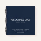 Einfaches Custom Navy Blue Wedding Guest Book Notizblock (Vorderseite)