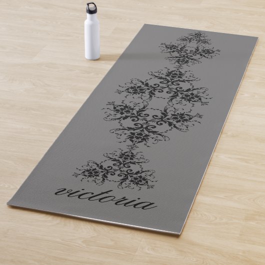 Einfaches Damask-Muster Mit Monogramm Yogamatte (Beispiel)