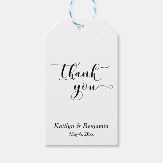 Einfaches Dankeschön an elegante Script-Hochzeit Geschenkanhänger (Vorderseite)