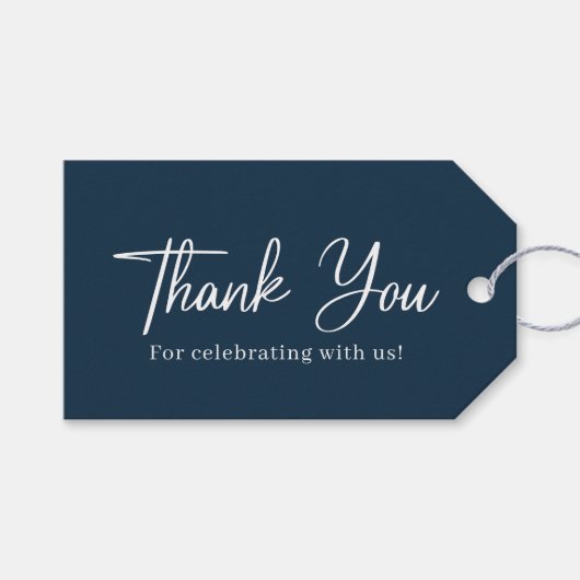 Einfaches Dankeschön an Navy Blue Wedding Geschenkanhänger (Vorderseite (Horizontal))