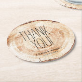 Einfaches Dankeschön an Wood Grain Rustic Wedding Runder Pappuntersetzer (Angewinkelt)