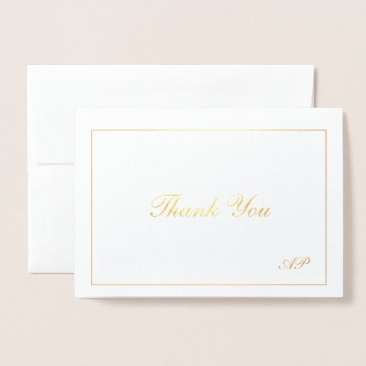 Einfaches Dankeschön Monogram Elegant Wedding Folienkarte (Vorderseite mit Umschlag)