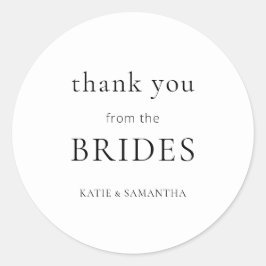 Einfaches Dankeschön von Brides Lesbian Wedding Runder Aufkleber