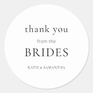 Einfaches Dankeschön von Brides Lesbian Wedding Runder Aufkleber