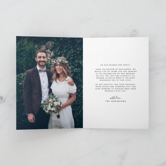 Einfaches Dankhandschrift-Skript-Hochzeitsskript-F Dankeskarte (Innenseite)