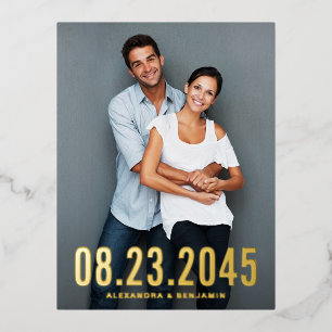 Einfaches Date Typografy Save the Date Foto Folie Einladungspostkarte