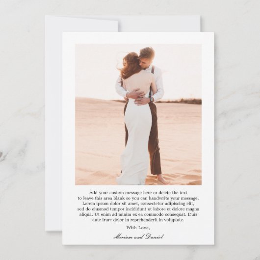 Einfaches Datum Moderne Hochzeit Dankeskarte (Rückseite)