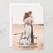 Einfaches Datum Moderne Hochzeit Dankeskarte (Vorne/Hinten)