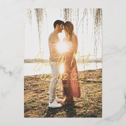 Einfaches Datum Moderne Hochzeit speichern das Dat Folieneinladung (Vorderseite)