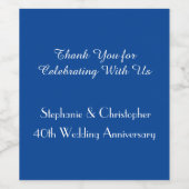 Einfaches Deep Blue und White Jubiläum-Party Weinetikett (Einzelnes Label)