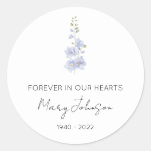 Einfaches Delphinium-Gedenken Runder Aufkleber
