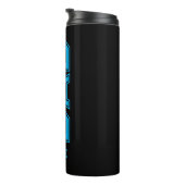 Einfaches Design Blaue Typografie Schwarzer Hinter Thermosbecher (Nach rechts gedreht)