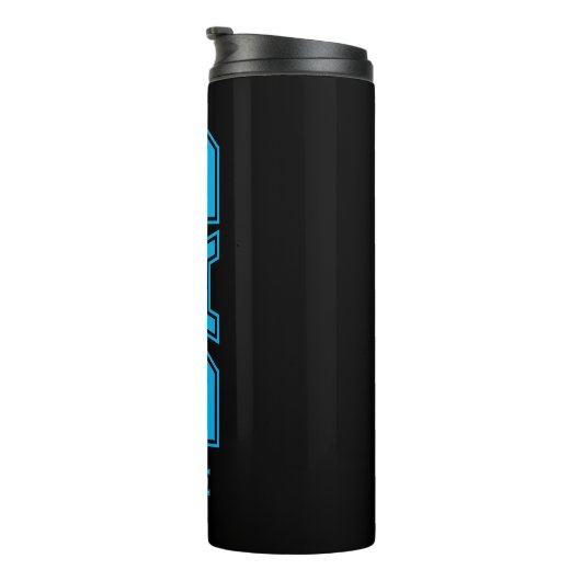 Einfaches Design Blaue Typografie Schwarzer Hinter Thermosbecher (Nach rechts gedreht)