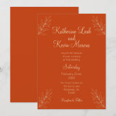 Einfaches Design der Blätter Burnt Orange und Beig Einladung (Vorne/Hinten)