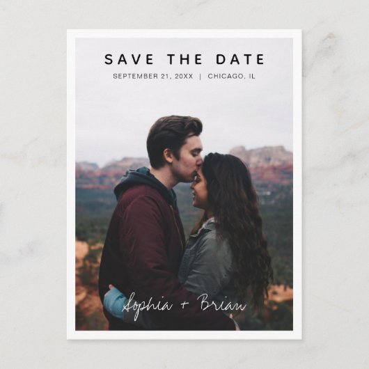 Einfaches Design des Fotos - Weiße Grenze Save the Ankündigungspostkarte (Vorderseite)