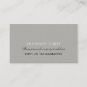 Einfaches Design-Eintrittsticket Begleitkarte (Vorderseite)