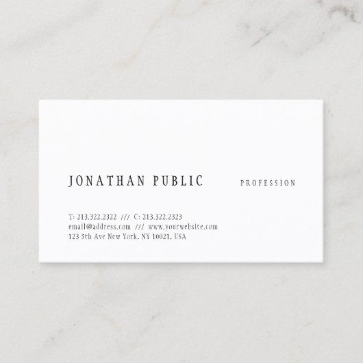 Einfaches Design Elegante Vorlage Moderne Visitenkarte (Vorderseite)