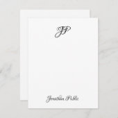 Einfaches Design für Handschrift Text Monogram Mitteilungskarte (Vorne/Hinten)