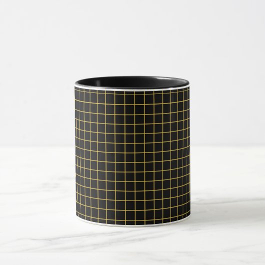 Einfaches Design Kariert Square Muster Schwarze Ta Tasse (Zentrum)